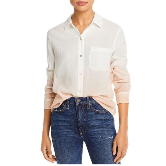 Rails Ellis Dip-dye Button-down Shirt In White Blush - Picture 1 of 12